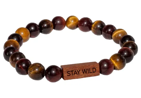 Stay Wild náramek kuličkový tygří oko hnědá zlatá