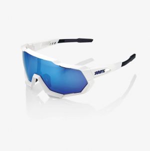 Okuliare 100% SPEEDTRAP - Matte White HiPER® Blue Multilayer