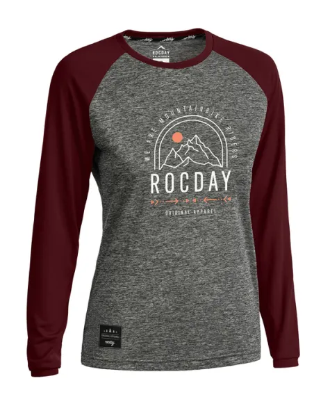 Rocday dámský cyklistický dres s dlouhým rukávem Camber Melange burgundy