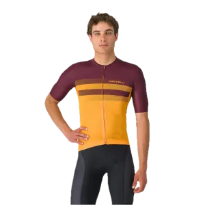 Castelli pánský cyklistický dres Simbolo, Vivid Orange/Deep Bordeaux