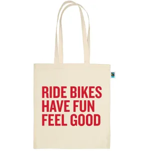 Trek plátená taška Ride Bikes Have Fun Feel Good Tote Bag, Tan