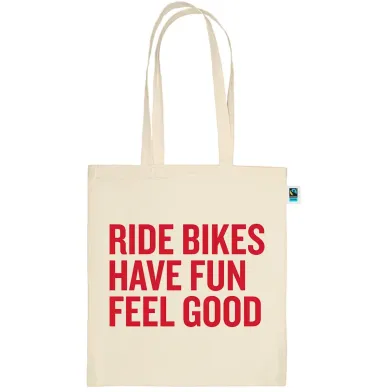 Trek plátená taška Ride Bikes Have Fun Feel Good Tote Bag, Tan