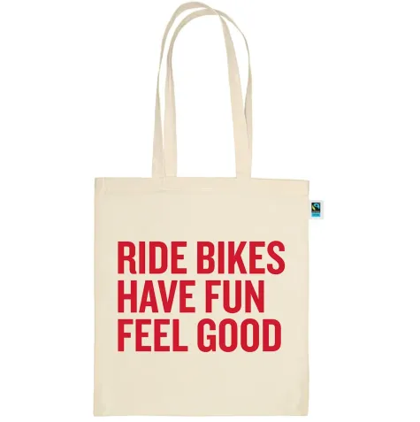 ElementStore - Trek plátená taška Ride Bikes Have Fun Feel Good Tote Bag, Tan