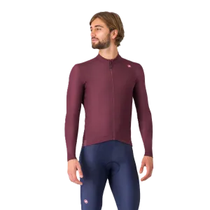 Castelli pánsky cyklistický termo dres, Espresso, deep bordeaux