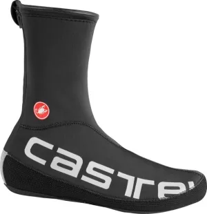 Castelli návleky na tretry Diluvio UL, Black/Silver reflexné
